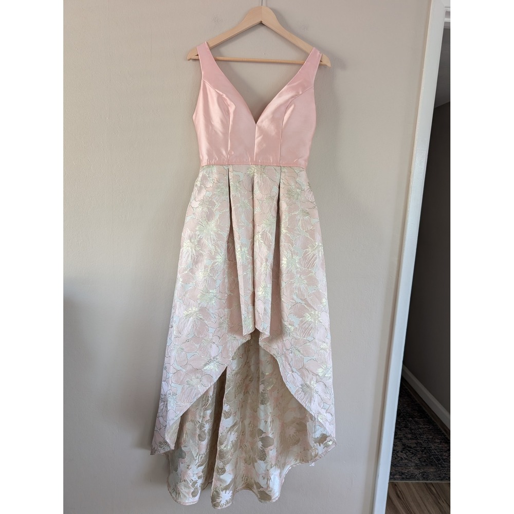 Asymmetrical High-Low Pink Floral Dress